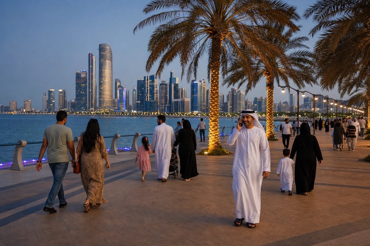 Sera sulla Corniche di Abu Dhabi