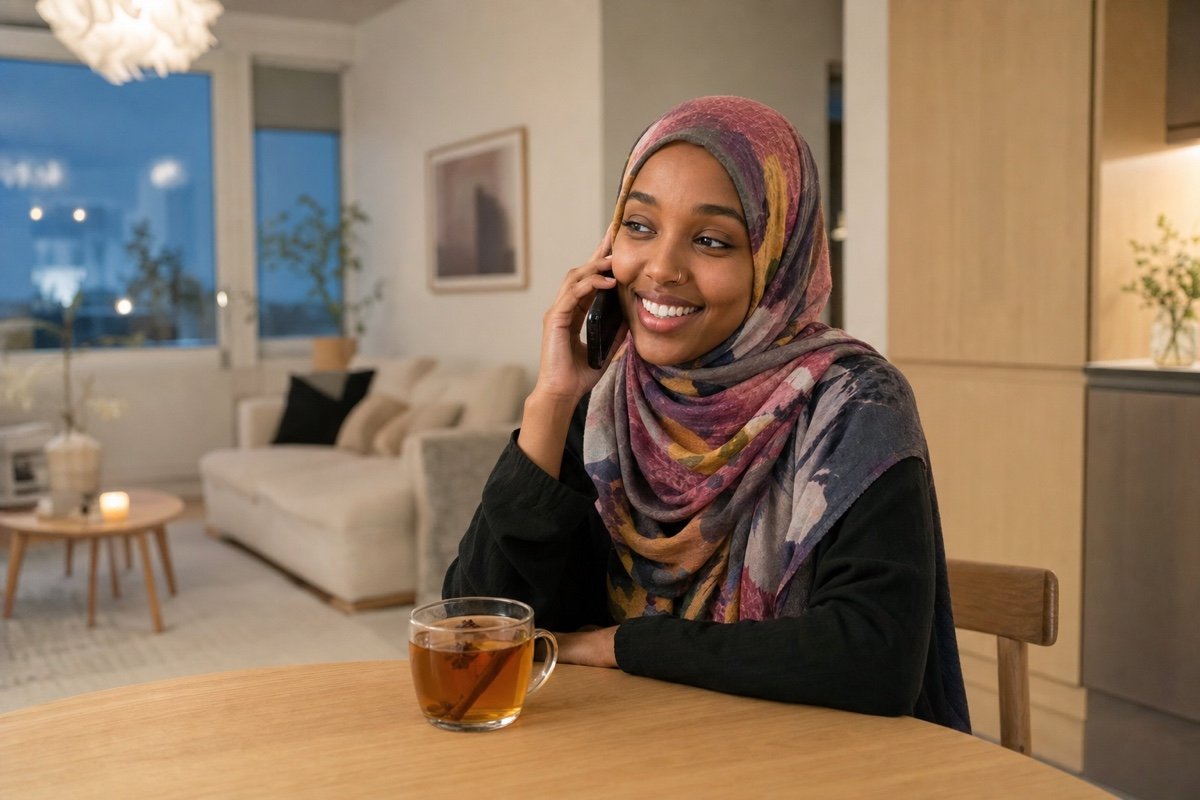 Somalierin in Schweden ruft mit der eFon-App die Familie zu Hause an