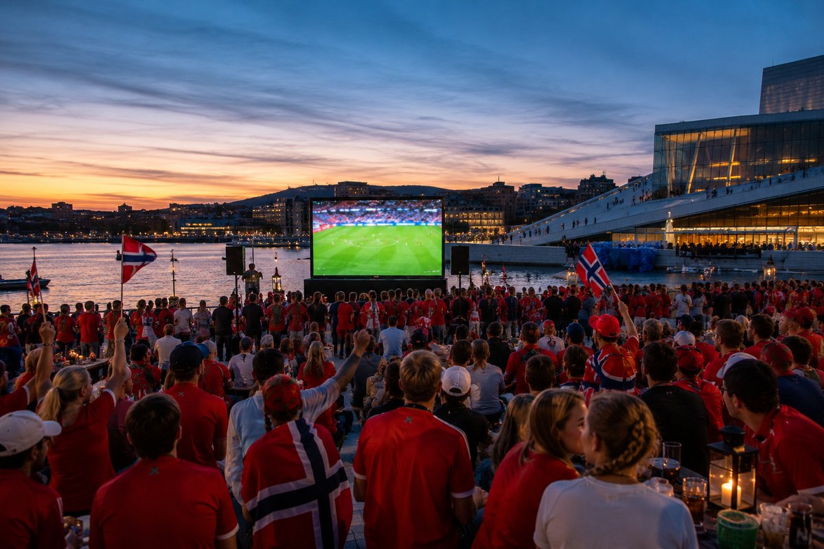 Maxischermo sul lungomare del porto di Oslo