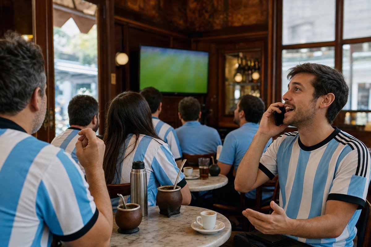 Amici guardano la semifinale in un caffè di Buenos Aires