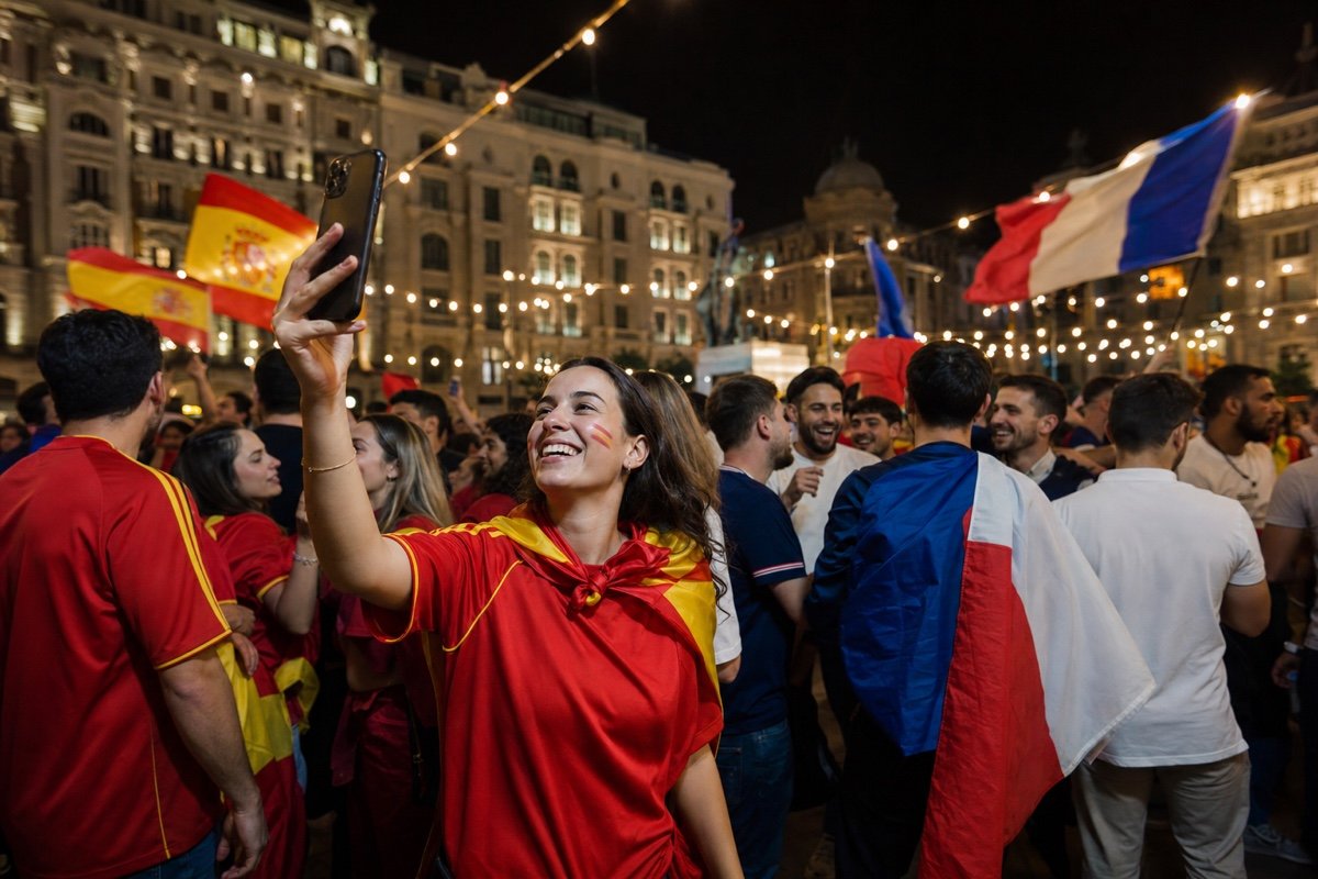 La fan zone di Madrid festeggia fino a notte fonda